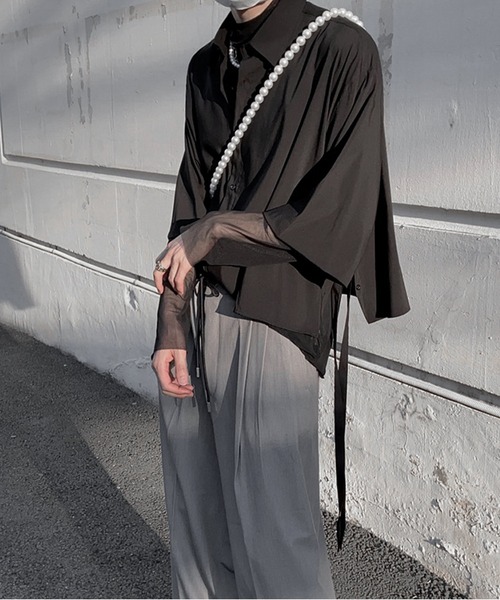 JOHNNY WOLF（ジョニーウルフ）の「SHALEM シアー エアリータッチ ルーズTシャツ（Tシャツ/カットソー・メンズ・ブラック・M/L）」の6枚目の写真