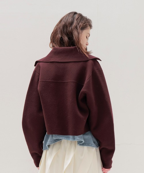 venit(ヴェニット)の「VENIT / DOUBLE FACE KNIT CARDIGAN(ダブルフェイスニットカーディガン VEK-7524-B)(カーディガン/ボレロ・レディース・ホワイト/ブラウン・38)」の6枚目の写真