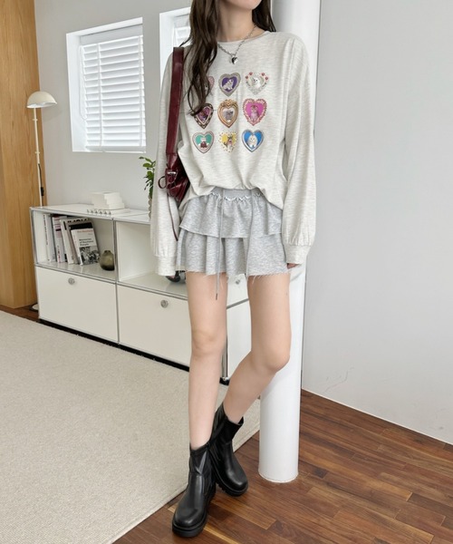 Ada.(エイダ)の「フレーム ハート ファンシー 猫 ロンT(Tシャツ/カットソー・レディース・ブラック/オフホワイト/オートミール・FREE)」の18枚目の写真