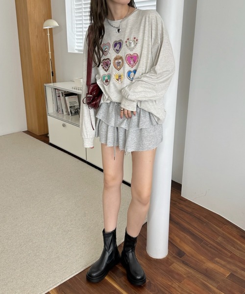 Ada.(エイダ)の「フレーム ハート ファンシー 猫 ロンT(Tシャツ/カットソー・レディース・ブラック/オフホワイト/オートミール・FREE)」の19枚目の写真