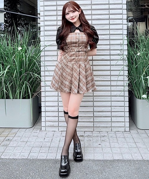 ドッキングプリーツミニワンピース シャツドッキングプリーツミニワンピース – PARK by one way