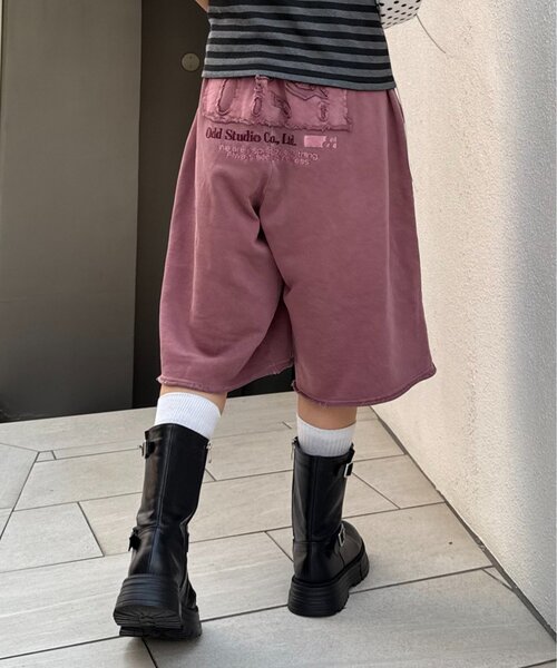 ODD STUDIO（オッドスタジオ）の「■【OddStudio】ピグメントバックダメージロゴスウェットハーフパンツ（スウェットパンツ・レディース・ピンク/ブラウン/チャコールグレー・MEDIUM/LARGE）」の9枚目の写真