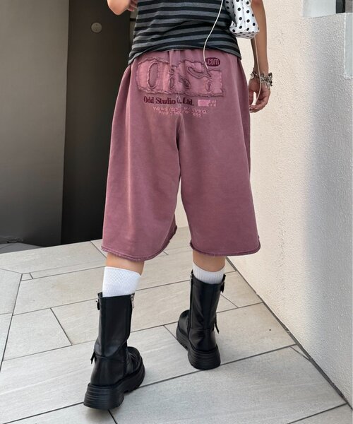 ODD STUDIO（オッドスタジオ）の「■【OddStudio】ピグメントバックダメージロゴスウェットハーフパンツ（スウェットパンツ・レディース・ピンク/ブラウン/チャコールグレー・MEDIUM/LARGE）」の10枚目の写真
