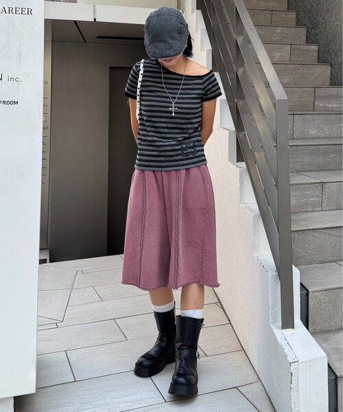 ODD STUDIO（オッドスタジオ）の「■【OddStudio】ピグメントバックダメージロゴスウェットハーフパンツ（スウェットパンツ・レディース・ピンク/ブラウン/チャコールグレー・MEDIUM/LARGE）」の13枚目の写真