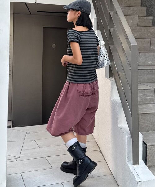 ODD STUDIO（オッドスタジオ）の「■【OddStudio】ピグメントバックダメージロゴスウェットハーフパンツ（スウェットパンツ・レディース・ピンク/ブラウン/チャコールグレー・MEDIUM/LARGE）」の14枚目の写真