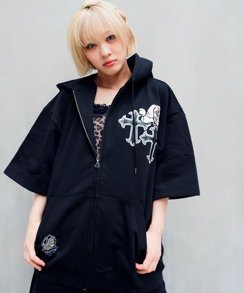 GALFY(ガルフィー)の「【別注】GA×GALFY-クロスガリノハーツ半袖パーカー(パーカー・メンズ・ターコイズブルー/ブラック/ホワイト/ピンク・S/L/XL)」の19枚目の写真
