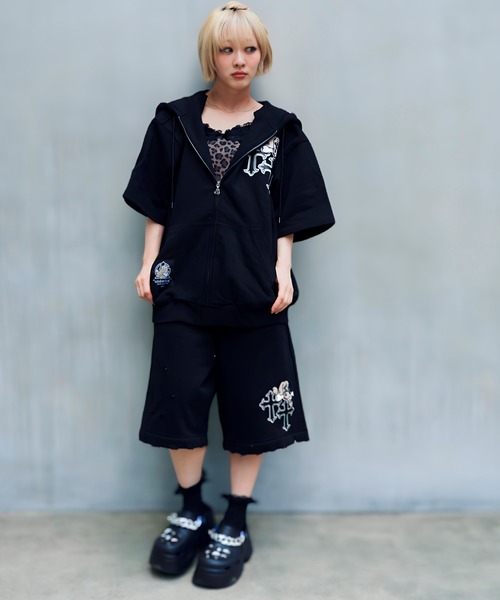 GALFY(ガルフィー)の「【別注】GA×GALFY-クロスガリノハーツ半袖パーカー(パーカー・メンズ・ターコイズブルー/ブラック/ホワイト/ピンク・S/L/XL)」の21枚目の写真