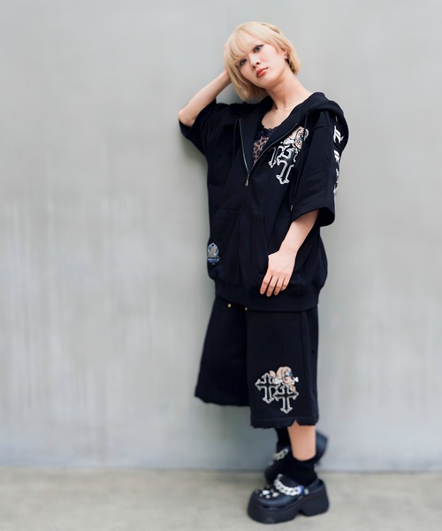 GALFY(ガルフィー)の「【別注】GA×GALFY-クロスガリノハーツ半袖パーカー(パーカー・メンズ・ターコイズブルー/ブラック/ホワイト/ピンク・S/L/XL)」の22枚目の写真