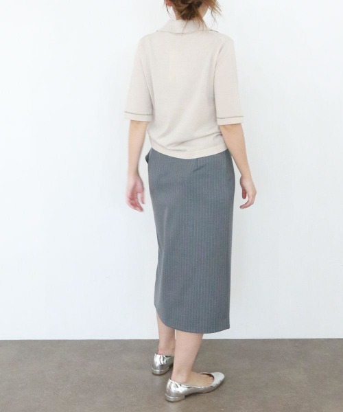 Marilyn Moon(マリリンムーン)の「warm pinstripe wrap skirt(スカート・レディース・ネイビー/キャメル/グレー・FREE)」の11枚目の写真