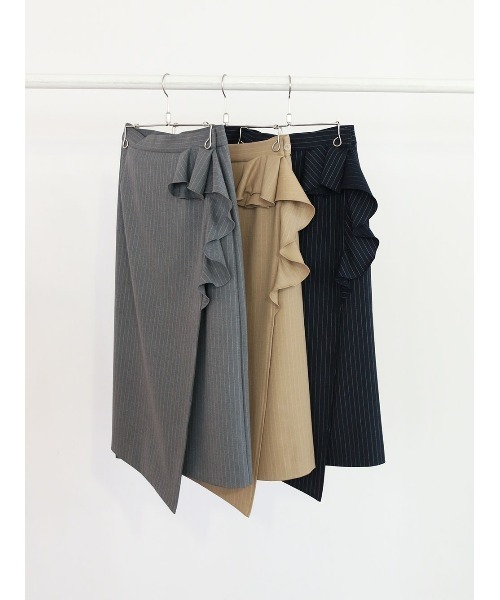 Marilyn Moon(マリリンムーン)の「warm pinstripe wrap skirt(スカート・レディース・ネイビー/キャメル/グレー・FREE)」の20枚目の写真