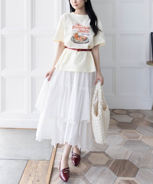 clear（クリア）の「グラフィックプリントTシャツ[カジュアル 夏 キャッチー]（Tシャツ/カットソー・レディース・オフホワイト/イエロー/ブラウン・F）」の7枚目の写真