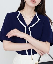 パフスリーブ」に該当するトップス（ブルー・ネイビー/青色系