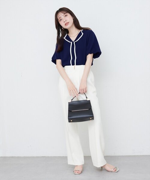 natural couture（ナチュラルクチュール）の「【WEB限定】パフスリーブパイピングブラウス（シャツ/ブラウス・レディース・オフホワイト/グレイッシュベージュ/ネイビー/ミント・FREE）」の22枚目の写真