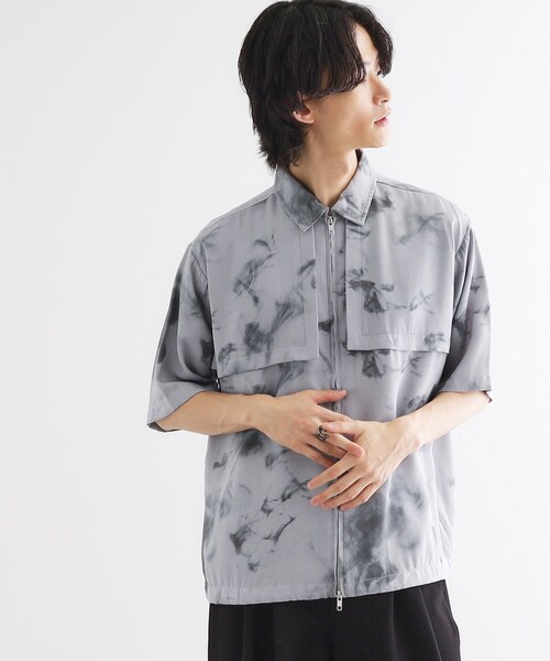 tk.TAKEO KIKUCHI（ティーケータケオキクチ）の「ブラープリントシャンブレーシャツアウター（シャツ/ブラウス・メンズ・ライトグレー/ブラック・02/03）」の4枚目の写真