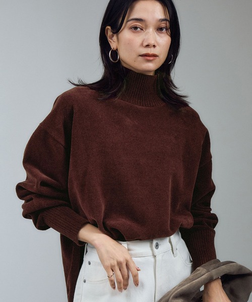 SALON adam et rope'（サロン アダム エ ロペ）の「タートルネックプルオーバー-CreamyCotton /クリーミーコットン-（ニット/セーター・レディース・ブラック/ブラウン/オフホワイト・FREE）」の3枚目の写真