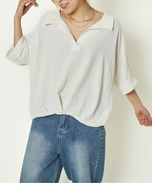 GORGE（ゴージ）の「《バックレースアップ×ゆる袖》フェミカジュトップス（シャツ/ブラウス・レディース・アイボリー/ブラック/チャコール/ボルドー/ブラウン・F）」の2枚目の写真