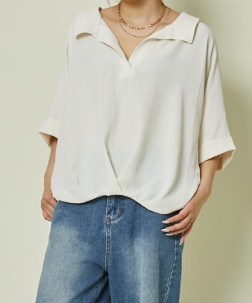 GORGE（ゴージ）の「《バックレースアップ×ゆる袖》フェミカジュトップス（シャツ/ブラウス・レディース・アイボリー/ブラック/チャコール/ボルドー/ブラウン・F）」の6枚目の写真