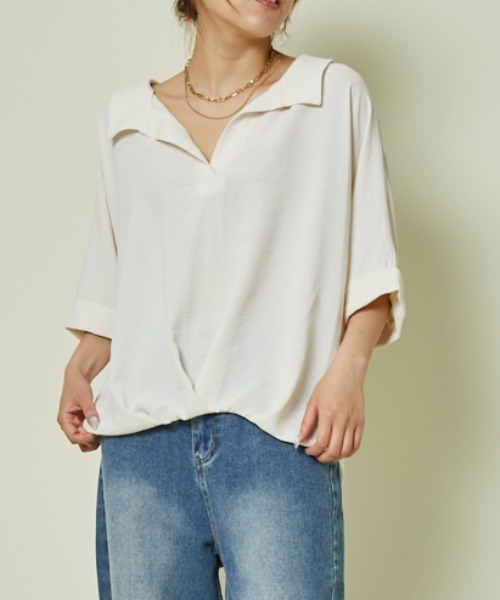 GORGE（ゴージ）の「《バックレースアップ×ゆる袖》フェミカジュトップス（シャツ/ブラウス・レディース・アイボリー/ブラック/チャコール/ボルドー/ブラウン・F）」の8枚目の写真