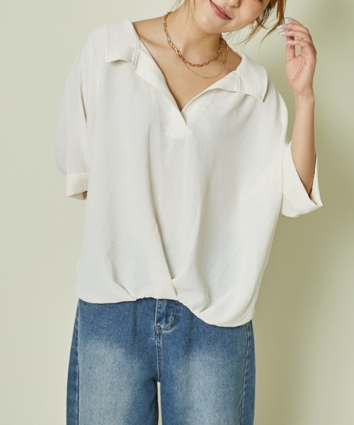 GORGE（ゴージ）の「《バックレースアップ×ゆる袖》フェミカジュトップス（シャツ/ブラウス・レディース・アイボリー/ブラック/チャコール/ボルドー/ブラウン・F）」の10枚目の写真