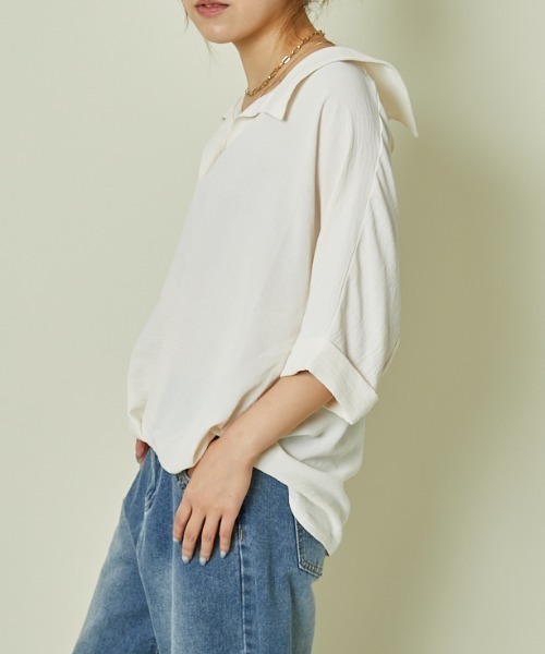 GORGE（ゴージ）の「《バックレースアップ×ゆる袖》フェミカジュトップス（シャツ/ブラウス・レディース・アイボリー/ブラック/チャコール/ボルドー/ブラウン・F）」の11枚目の写真