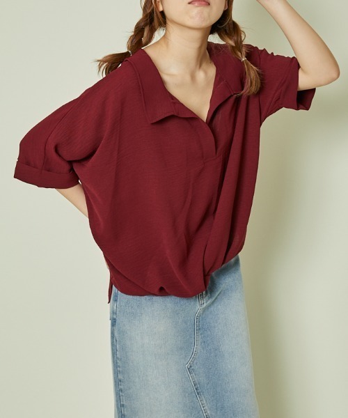 GORGE（ゴージ）の「《バックレースアップ×ゆる袖》フェミカジュトップス（シャツ/ブラウス・レディース・アイボリー/ブラック/チャコール/ボルドー/ブラウン・F）」の14枚目の写真