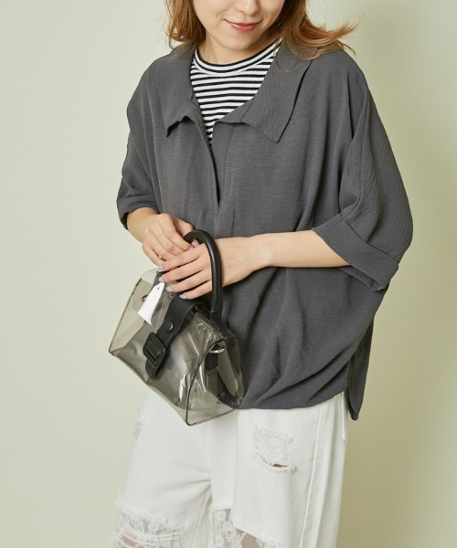 美品✨ルフィル バックプリーツブラウス シャツ トップス グレー 楽天市場】ブラウス レディース トップス 半袖 シアー シャツ 七