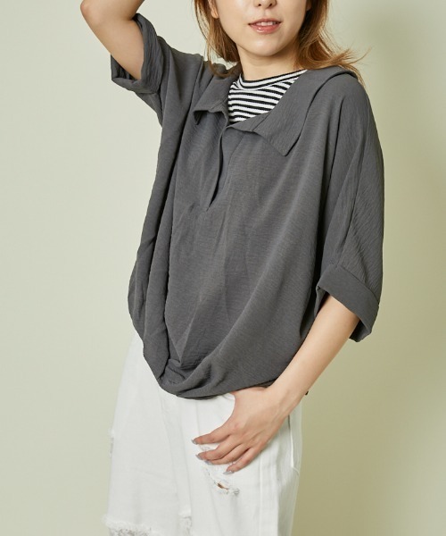 GORGE（ゴージ）の「《バックレースアップ×ゆる袖》フェミカジュトップス（シャツ/ブラウス・レディース・アイボリー/ブラック/チャコール/ボルドー/ブラウン・F）」の18枚目の写真