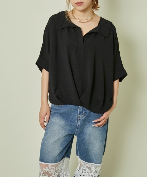 GORGE（ゴージ）の「《バックレースアップ×ゆる袖》フェミカジュトップス（シャツ/ブラウス・レディース・アイボリー/ブラック/チャコール/ボルドー/ブラウン・F）」の19枚目の写真