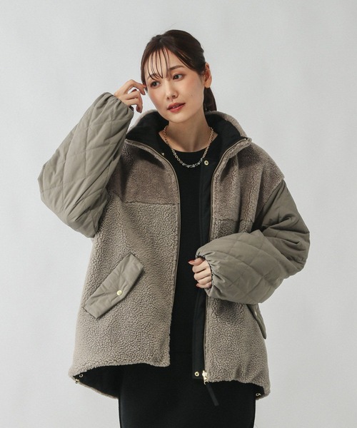 GLOBAL WORK（グローバルワーク）の「リバーシブルキルトブルゾン/497162（ブルゾン・レディース・モカ/ホワイト×ホワイト/ホワイト×ブラック・MEDIUM/LARGE）」の6枚目の写真