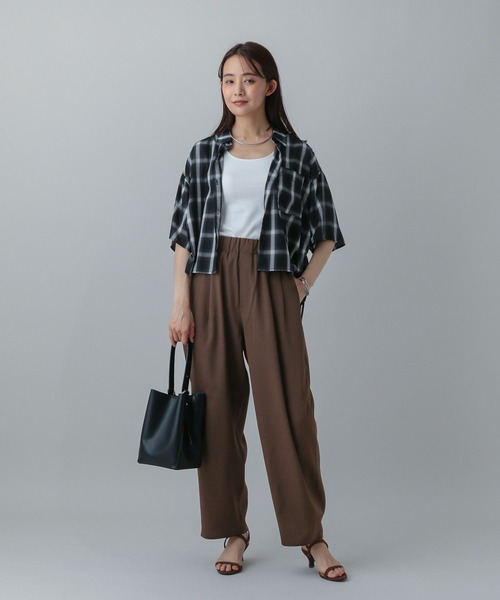 GLOBAL WORK（グローバルワーク）の「MATINEE LINE/リネンライクコクーンイージーパンツ/575119（その他パンツ・レディース・ナチュラル/ブラック/ダークブラウン・LARGE/MEDIUM）」の5枚目の写真