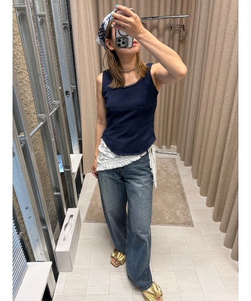 ELCHELE（エルチェレ）の「FRENCH TERRY BUSTIER TANK（タンクトップ・レディース・ネイビー/ヘザーグレー・FREE）」の6枚目の写真