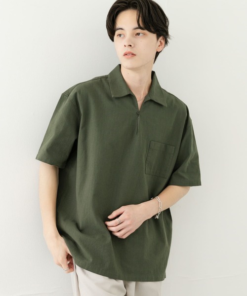 SENSE OF PLACE by URBAN RESEARCH（センスオブプレイスバイアーバンリサーチ）の「ドライタッチプルオーバーショートスリーブシャツ（シャツ/ブラウス・メンズ・ライトベージュ/ブラック/グリーン・LARGE/MEDIUM）」の4枚目の写真