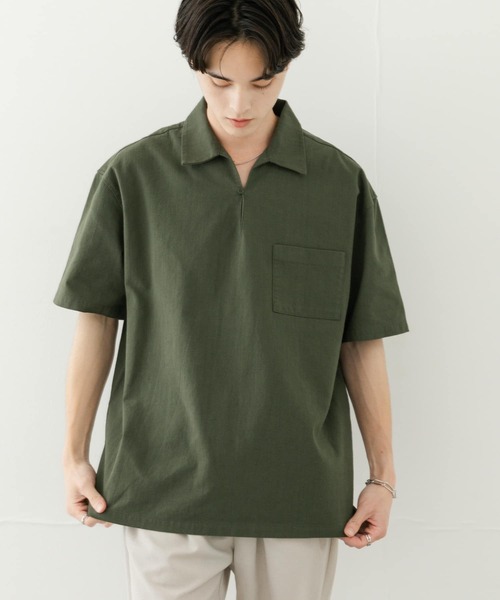 SENSE OF PLACE by URBAN RESEARCH（センスオブプレイスバイアーバンリサーチ）の「ドライタッチプルオーバーショートスリーブシャツ（シャツ/ブラウス・メンズ・ライトベージュ/ブラック/グリーン・LARGE/MEDIUM）」の7枚目の写真