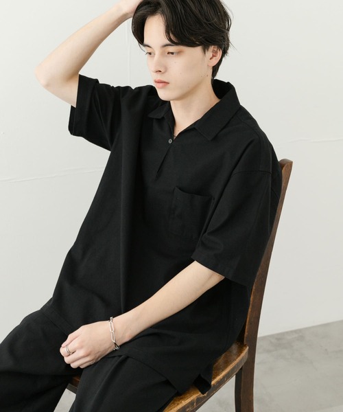 SENSE OF PLACE by URBAN RESEARCH（センスオブプレイスバイアーバンリサーチ）の「ドライタッチプルオーバーショートスリーブシャツ（シャツ/ブラウス・メンズ・ライトベージュ/ブラック/グリーン・LARGE/MEDIUM）」の10枚目の写真