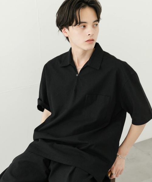 SENSE OF PLACE by URBAN RESEARCH（センスオブプレイスバイアーバンリサーチ）の「ドライタッチプルオーバーショートスリーブシャツ（シャツ/ブラウス・メンズ・ライトベージュ/ブラック/グリーン・LARGE/MEDIUM）」の11枚目の写真