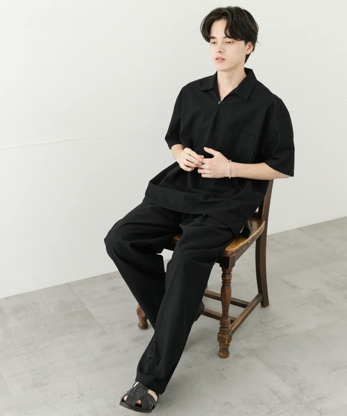 SENSE OF PLACE by URBAN RESEARCH（センスオブプレイスバイアーバンリサーチ）の「ドライタッチプルオーバーショートスリーブシャツ（シャツ/ブラウス・メンズ・ライトベージュ/ブラック/グリーン・LARGE/MEDIUM）」の12枚目の写真