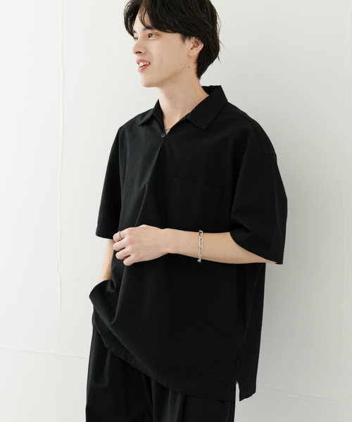 SENSE OF PLACE by URBAN RESEARCH（センスオブプレイスバイアーバンリサーチ）の「ドライタッチプルオーバーショートスリーブシャツ（シャツ/ブラウス・メンズ・ライトベージュ/ブラック/グリーン・LARGE/MEDIUM）」の14枚目の写真