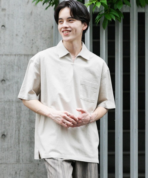 SENSE OF PLACE by URBAN RESEARCH（センスオブプレイスバイアーバンリサーチ）の「ドライタッチプルオーバーショートスリーブシャツ（シャツ/ブラウス・メンズ・ライトベージュ/ブラック/グリーン・LARGE/MEDIUM）」の17枚目の写真