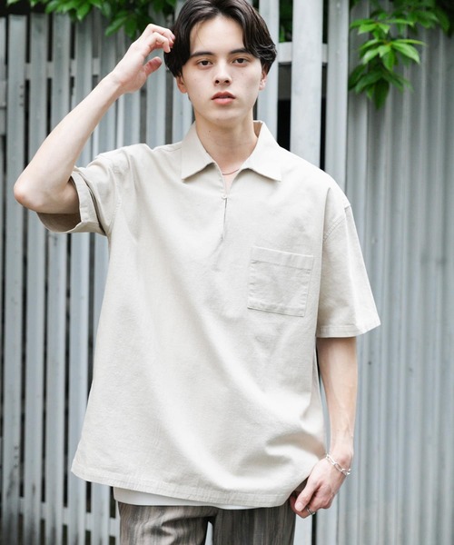 SENSE OF PLACE by URBAN RESEARCH（センスオブプレイスバイアーバンリサーチ）の「ドライタッチプルオーバーショートスリーブシャツ（シャツ/ブラウス・メンズ・ライトベージュ/ブラック/グリーン・LARGE/MEDIUM）」の19枚目の写真