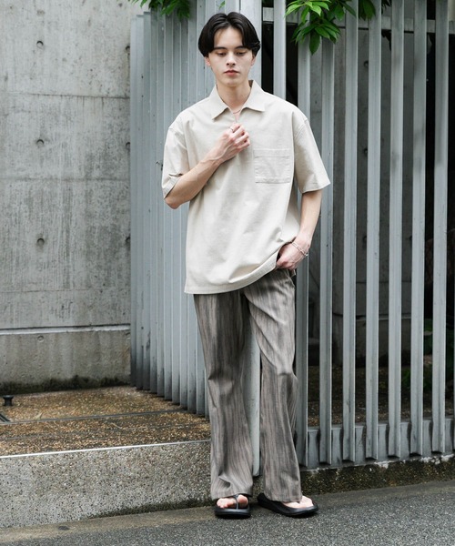 SENSE OF PLACE by URBAN RESEARCH（センスオブプレイスバイアーバンリサーチ）の「ドライタッチプルオーバーショートスリーブシャツ（シャツ/ブラウス・メンズ・ライトベージュ/ブラック/グリーン・LARGE/MEDIUM）」の22枚目の写真