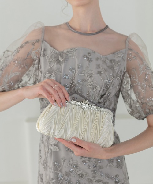 Leja（レジャ）の「【LEJA】4WAYプリーツパールハンドバッグ結婚式 パーティー 成人式 二次会 同窓会 お呼ばれ オケージョン 20代 30代（ハンドバッグ・レディース・ホワイト・FREE）」の3枚目の写真