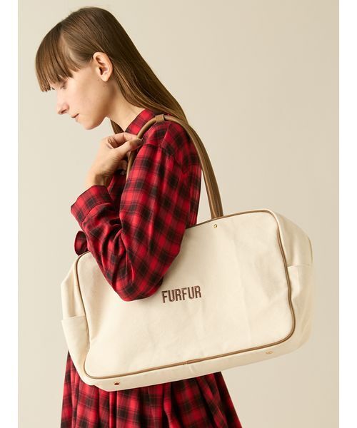 FURFUR（ファーファー）の「【WEB限定カラー】BIGボストンバッグ（ボストンバッグ・レディース・キャメル/アイボリー/チェック/ネイビー/ピンク・F）」の20枚目の写真