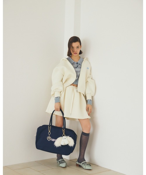 FURFUR（ファーファー）の「【WEB限定カラー】BIGボストンバッグ（ボストンバッグ・レディース・キャメル/アイボリー/チェック/ネイビー/ピンク・F）」の9枚目の写真