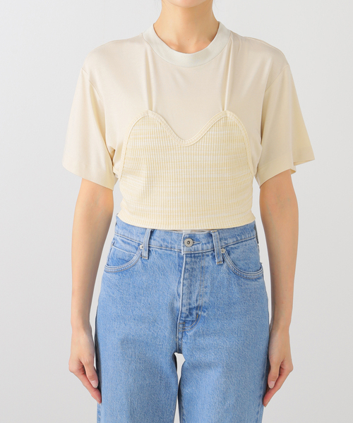 TOGA PULLA（トーガ　プルラ）の「TOGA PULLA RIB jersey S/S TP252-JK234：カットソー（Tシャツ/カットソー・レディース・ベージュ・38）」の3枚目の写真