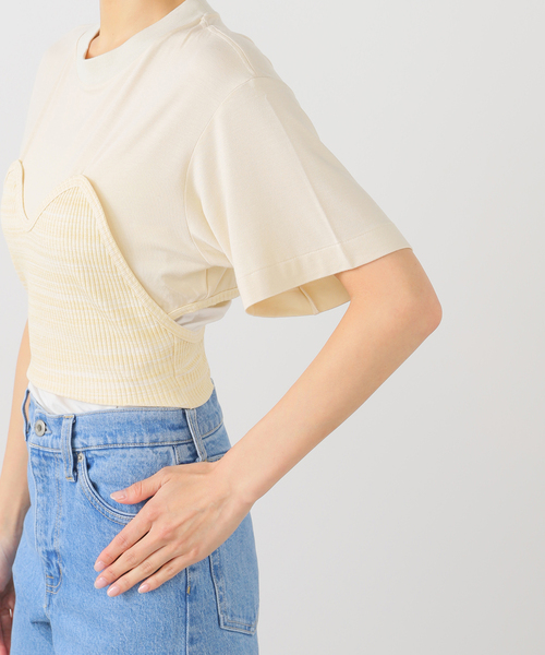 TOGA PULLA（トーガ　プルラ）の「TOGA PULLA RIB jersey S/S TP252-JK234：カットソー（Tシャツ/カットソー・レディース・ベージュ・38）」の7枚目の写真