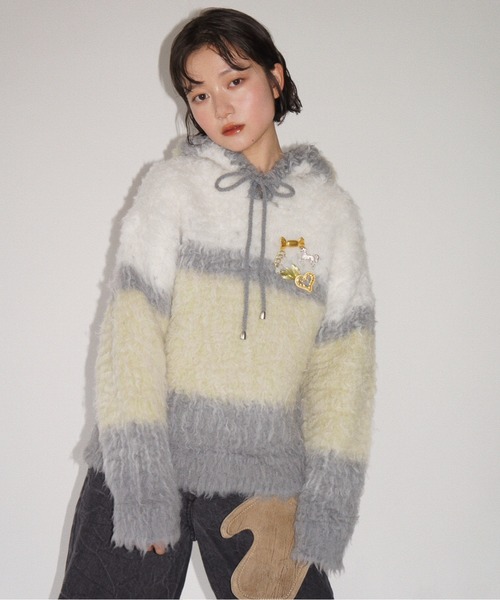 yori ラメフェザーニットカーディガン 36 yori shiroconラメフェザー