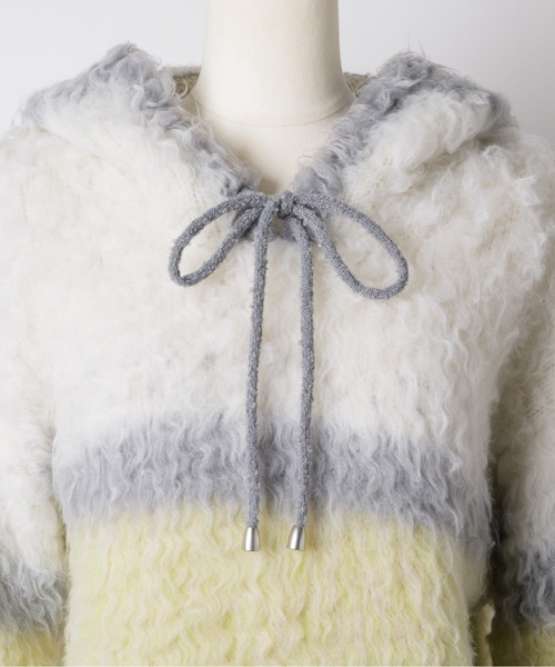 musubore（ムスボレ）の「multi color shaggy knit hoodie / シャギーニットフーディー（ニット/セーター・レディース・ブラウン/グレー/ピンク・FREE）」の16枚目の写真