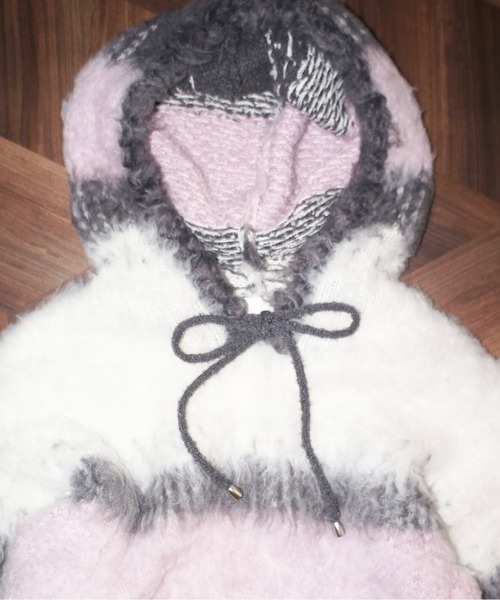 musubore（ムスボレ）の「multi color shaggy knit hoodie / シャギーニットフーディー（ニット/セーター・レディース・ブラウン/グレー/ピンク・FREE）」の18枚目の写真