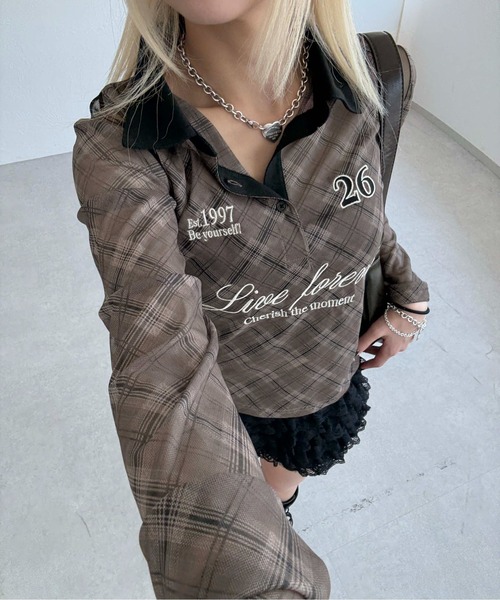 sedacle girl（セダクルガール）の「シースルーユニフォームロンT（Tシャツ/カットソー・レディース・カーキ/レッド/ブラウン・SMALL/MEDIUM）」の2枚目の写真