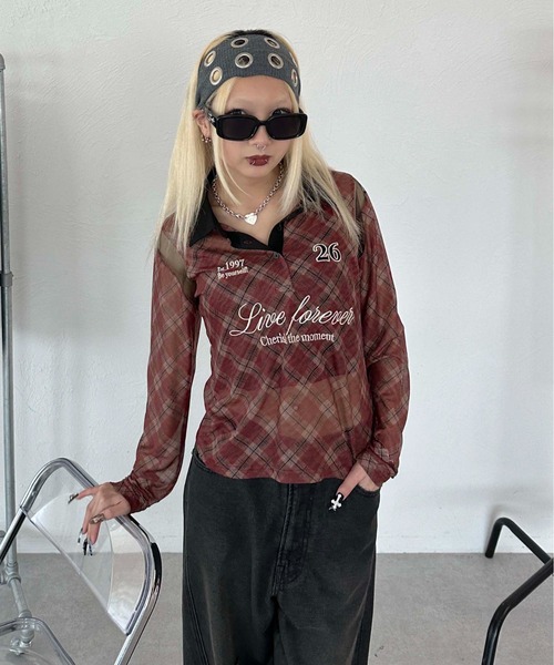 sedacle girl（セダクルガール）の「シースルーユニフォームロンT（Tシャツ/カットソー・レディース・カーキ/レッド/ブラウン・SMALL/MEDIUM）」の19枚目の写真